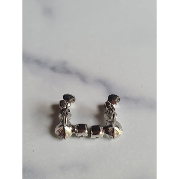 Prong Set Clear Rhinestone Screwback Earrings Vintage - Picture 9 of 10
